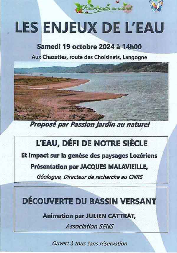 Conférence sur les Enjeux de l'eau du samedi 19 octobre 2024 - Affiche & Flyer